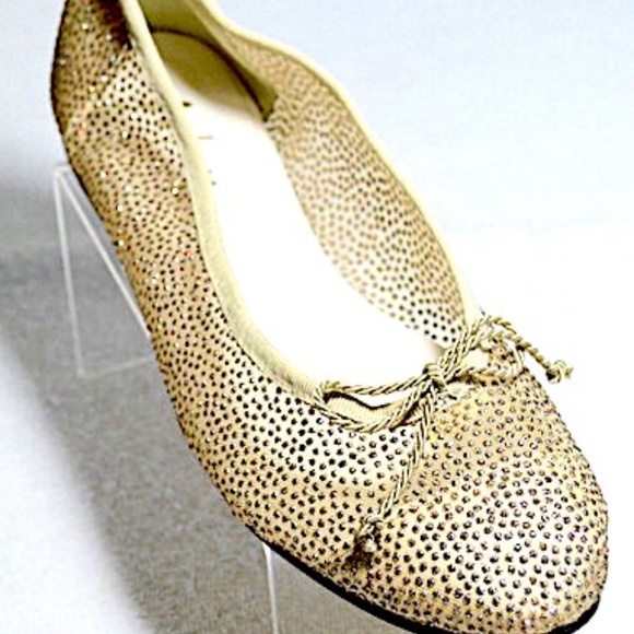 Champagne Metallic Glitter Dance Ballerina Flats - Picture 3 of 6